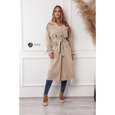 Öves hosszú ballonkabát bézs