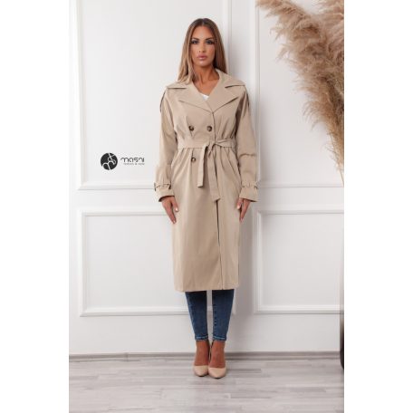 Öves hosszú ballonkabát bézs