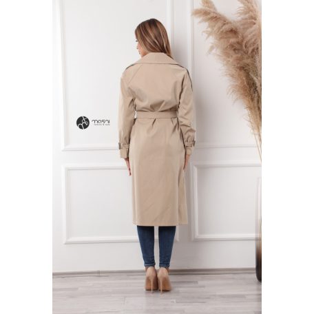 Öves hosszú ballonkabát bézs