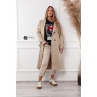 Öves hosszú ballonkabát bézs