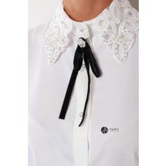 Gyöngyös csipke galléros ing fehér