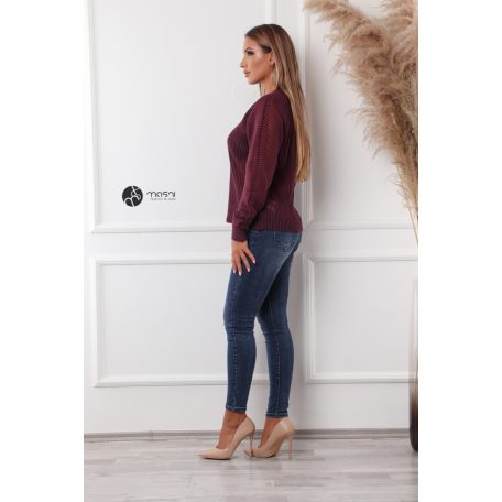 Necc csíkos pulcsi bordó