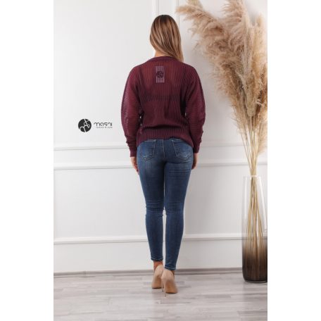 Necc csíkos pulcsi bordó