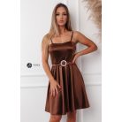 Valérie köves szatén ruha barna