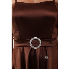 Valérie köves szatén ruha barna
