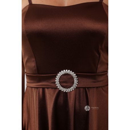 Valérie köves szatén ruha barna