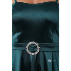 Valérie köves szatén ruha sötétzöld