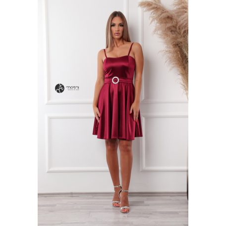 Valérie köves szatén ruha bordó