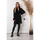 Szőrme galléros kötött kardigán fekete
