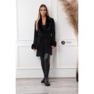 Szőrme galléros kötött kardigán fekete
