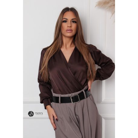 Leora szatén body csokibarna