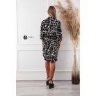 Derékban kötős ingruha fekete/fehér mintás