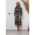 Zöld/barna mintás szatén ruha