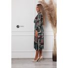 Zöld/barna mintás szatén ruha