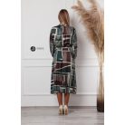 Zöld/barna mintás szatén ruha