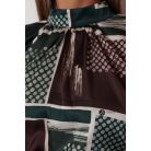 Zöld/barna mintás szatén ruha