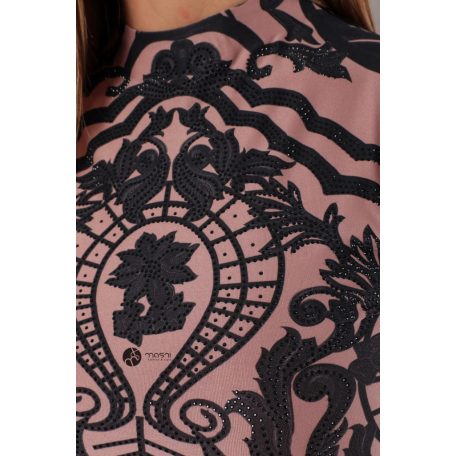 Csipke mintás body nude/fekete