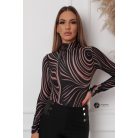 Hullám mintás body nude/fekete