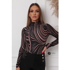 Hullám mintás body nude/fekete