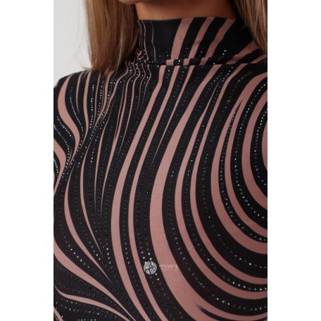 Hullám mintás body nude/fekete