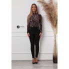 Hullám mintás body nude/fekete