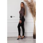 Hullám mintás body nude/fekete