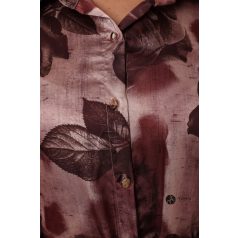 Virágmintás szatén ing barna