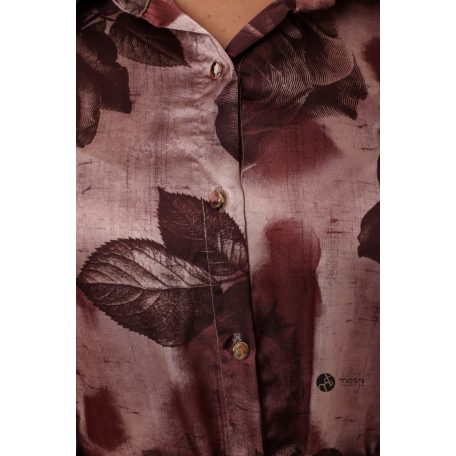 Virágmintás szatén ing barna