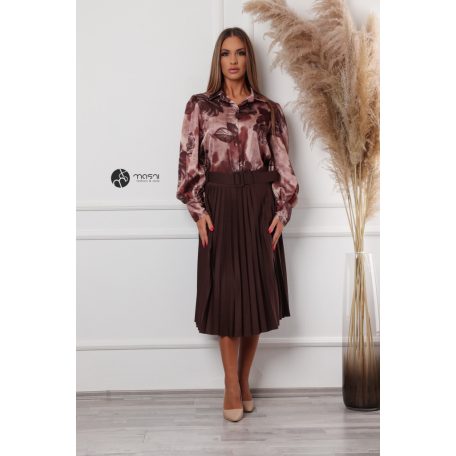 Virágmintás szatén ing barna