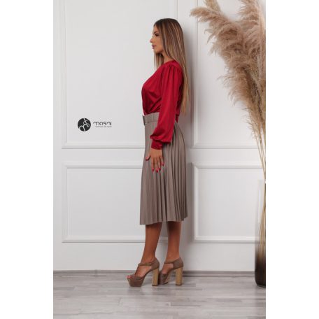 Pliszíros öves szoknya bézs