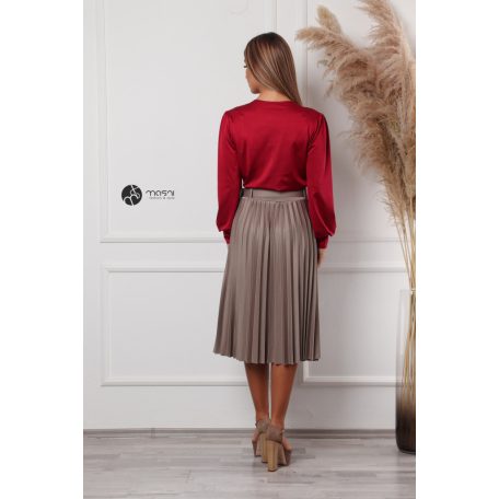 Pliszíros öves szoknya bézs