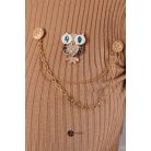 Baglyos kitűzős rövid derekú kötött felső barna