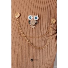 Baglyos kitűzős rövid derekú kötött felső barna