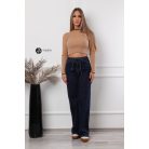 Baglyos kitűzős rövid derekú kötött felső barna