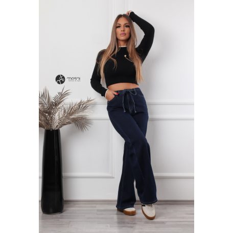 Baglyos kitűzős rövid derekú kötött felső fekete