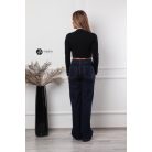 Baglyos kitűzős rövid derekú kötött felső fekete