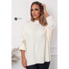 Rövid ujjú, nagy gombos kötött felső bézs