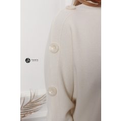 Rövid ujjú, nagy gombos kötött felső bézs