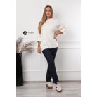 Rövid ujjú, nagy gombos kötött felső bézs