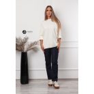 Rövid ujjú, nagy gombos kötött felső bézs