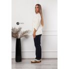 Rövid ujjú, nagy gombos kötött felső bézs