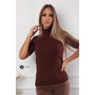 Rövid & gombos ujjú, kötött felső barna