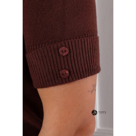 Rövid & gombos ujjú, kötött felső barna