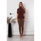 Rövid & gombos ujjú, kötött felső barna