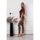 Rövid & gombos ujjú, kötött felső barna