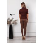 Rövid & gombos ujjú, kötött felső barna