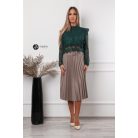 Fodros hosszú ujjú csipke felső zöld