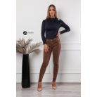 Ejtett nyakú, hosszú ujjú, arany kellékes poli body sötétkék