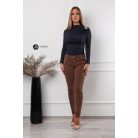 Ejtett nyakú, hosszú ujjú, arany kellékes poli body sötétkék