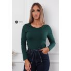 Kerek nyakú, hosszú ujjú poli body zöld